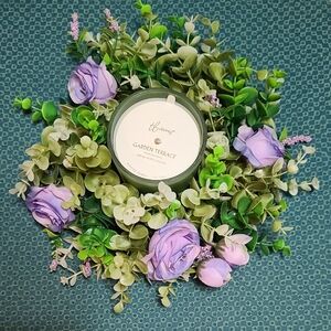Garden Terrace Scented Candle with Purple Floral Accents